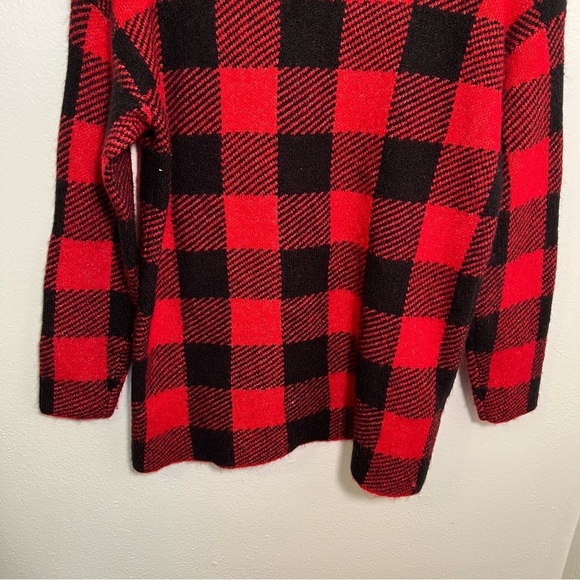 Loft Buffalo Plaid Mock Neck Sweater Red Black MP - Picture 8 of 11